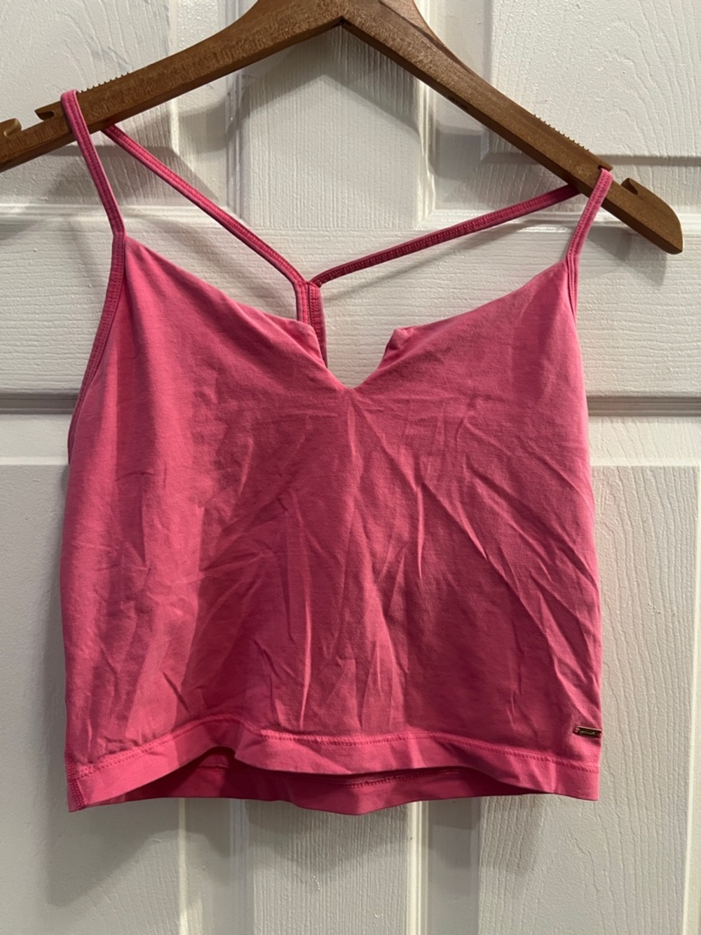 PINK Victoria's Secret Bright Pink V-Notch Strappy Crop Top